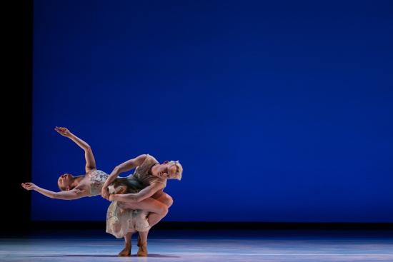 ODC/Dance Company Upcoming Performances Two Dancers on a stage with a blue background